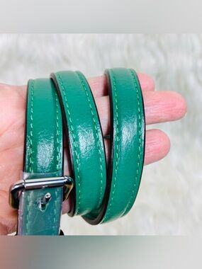 Coach Emerald Green Leather Replacement Strap with Silver-Tone Buckle